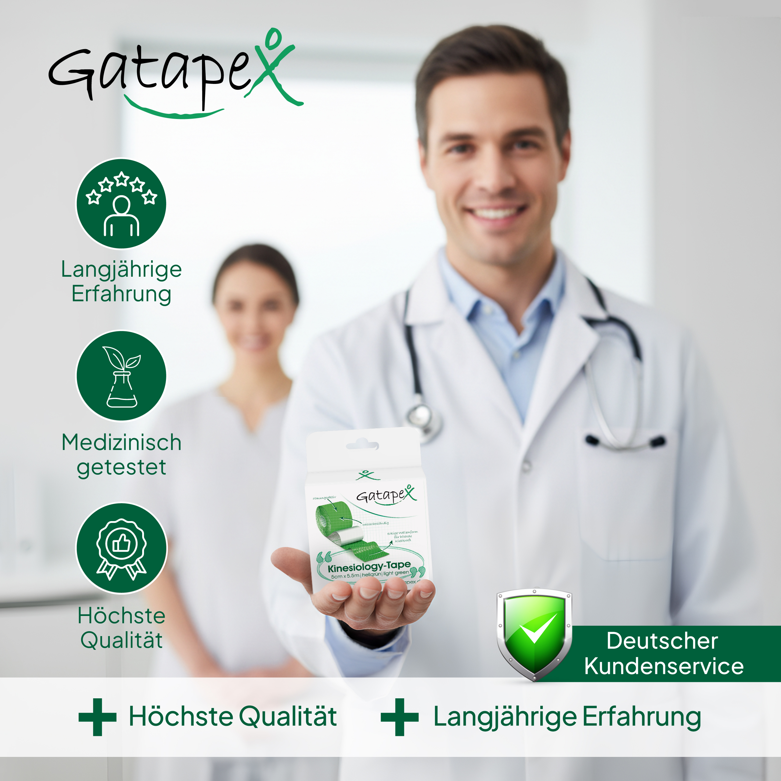 Gatapex Kinesiology tape 5.5m light green