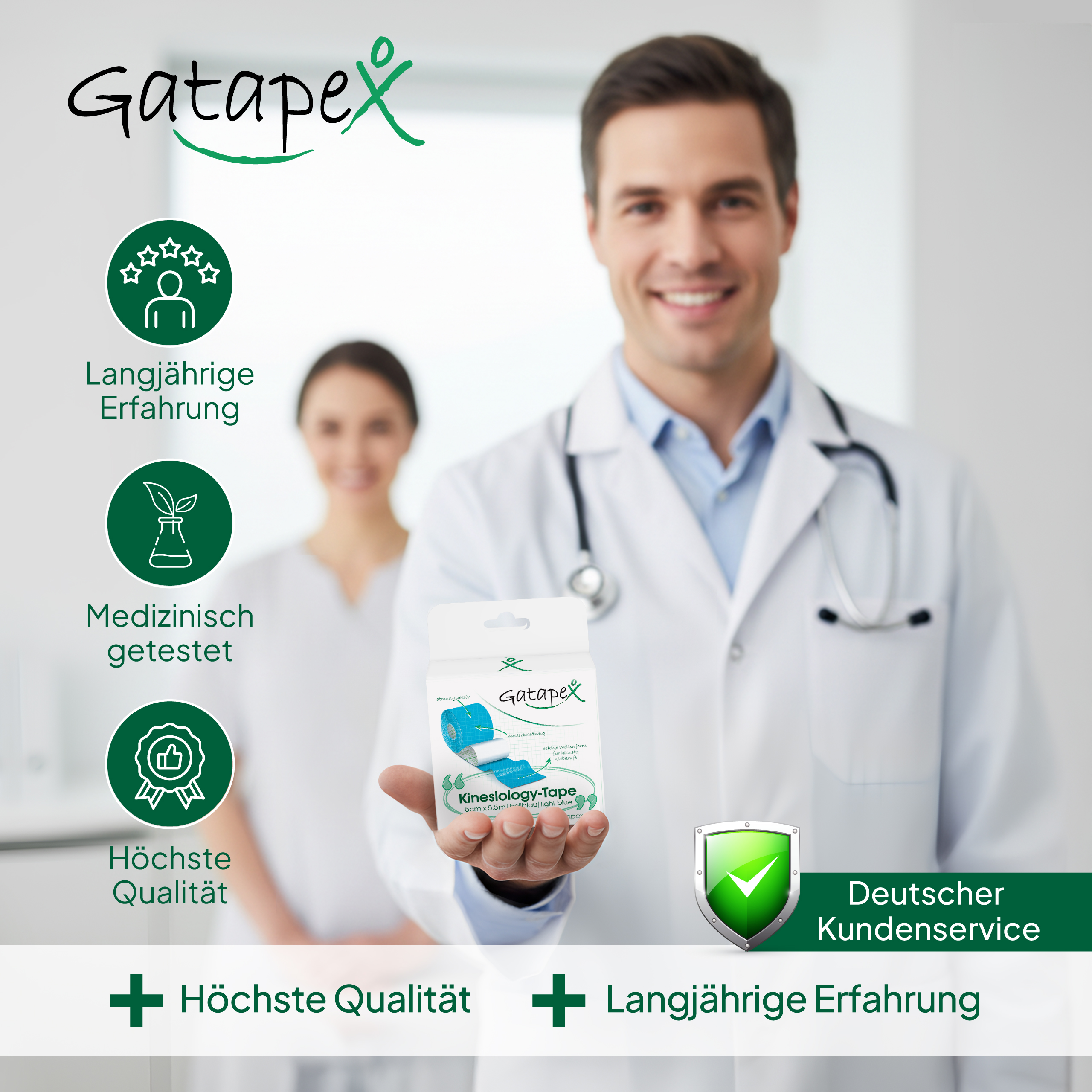 Gatapex Kinesiology tape 5.5m light blue